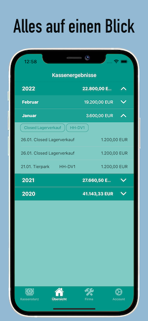 MOKAST App Screenshot – Checklisten und Cashcount-Funktion