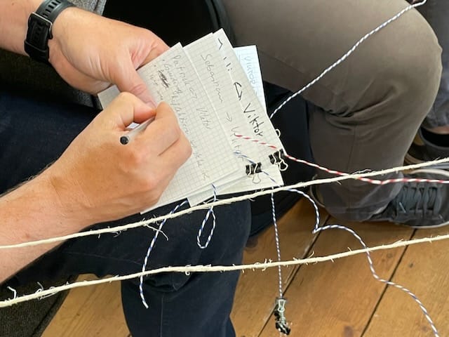 Teilnehmer beim Team-Workshop arbeiten mit Karteikarten