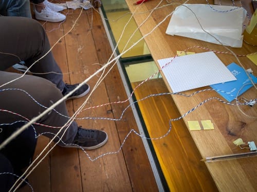 Ergebnisse des Kommunikations-Workshops mit Schnüren und Karteikarten