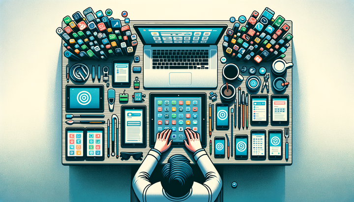 Aufgeräumter Schreibtisch mit wenigen digitalen Tools – Digitalisierung für KMU